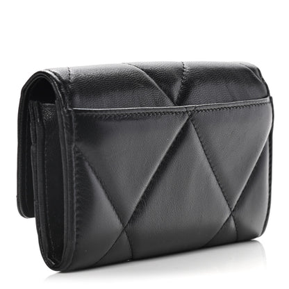 Chanel Shiny Goatskin Quilted Chanel 19 Flap Wallet Black 3 of 11