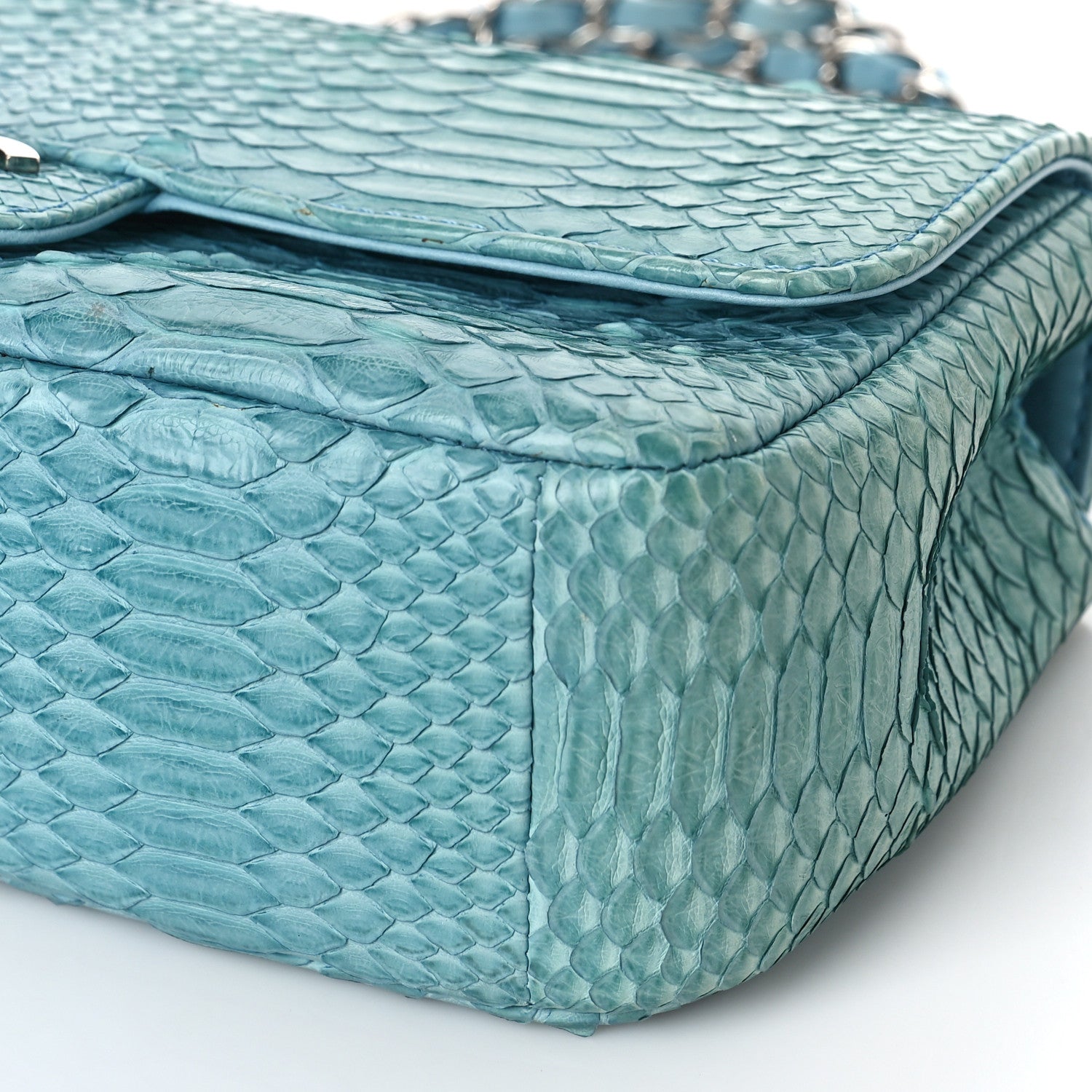 Chanel Snakeskin East West Flap Blue 9 of 10