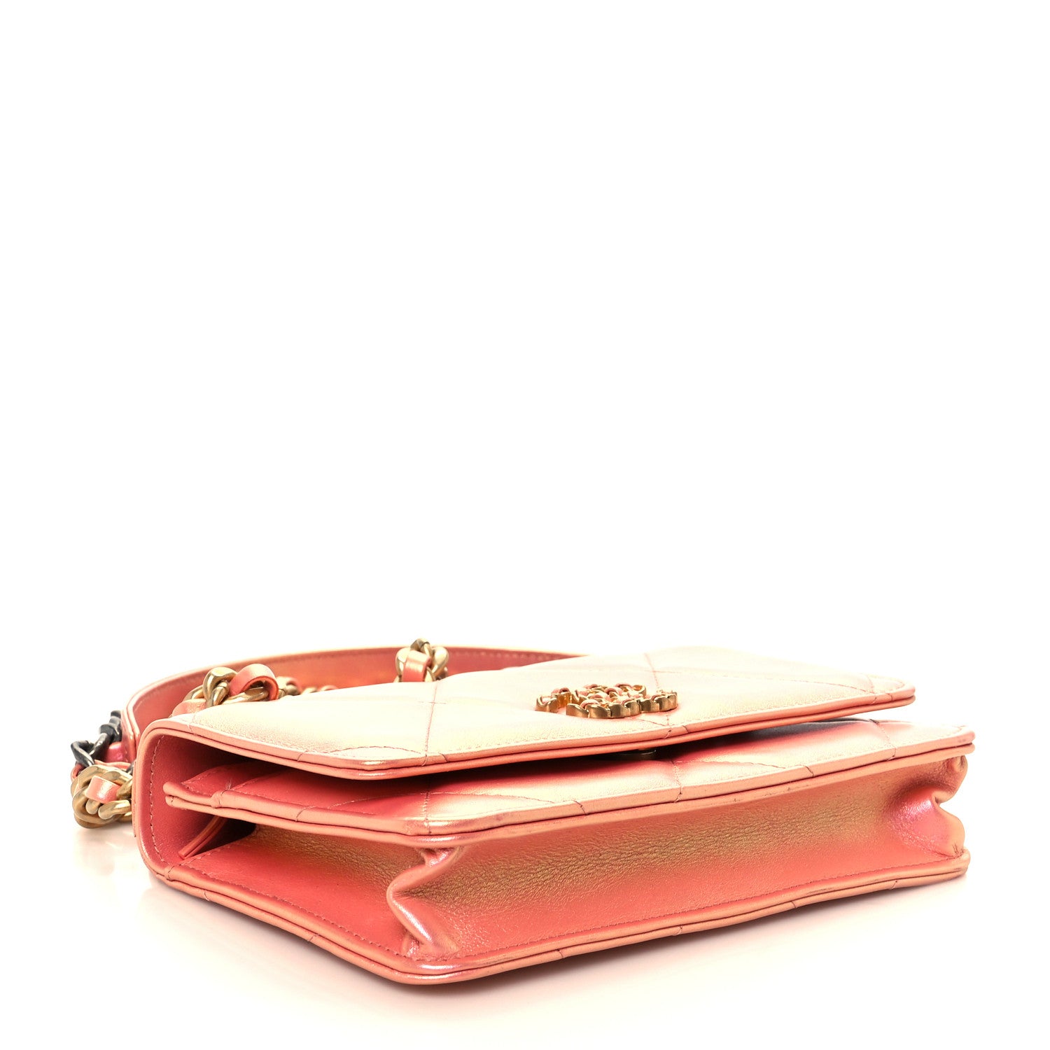 Chanel Iridescent Calfskin Quilted Chanel 19 Wallet On Chain WOC Pink 4 of 12