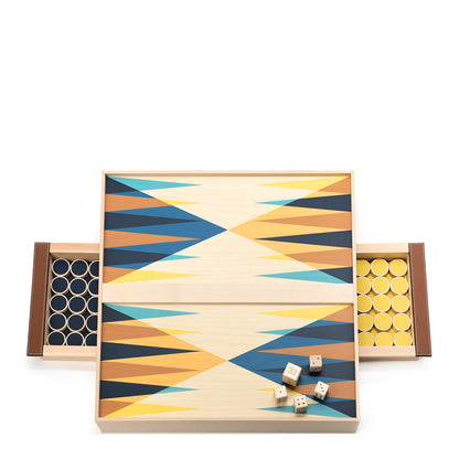 Hermes Natural Maple Wood Taurillon Palio Backgammon Game Set 1 of 8