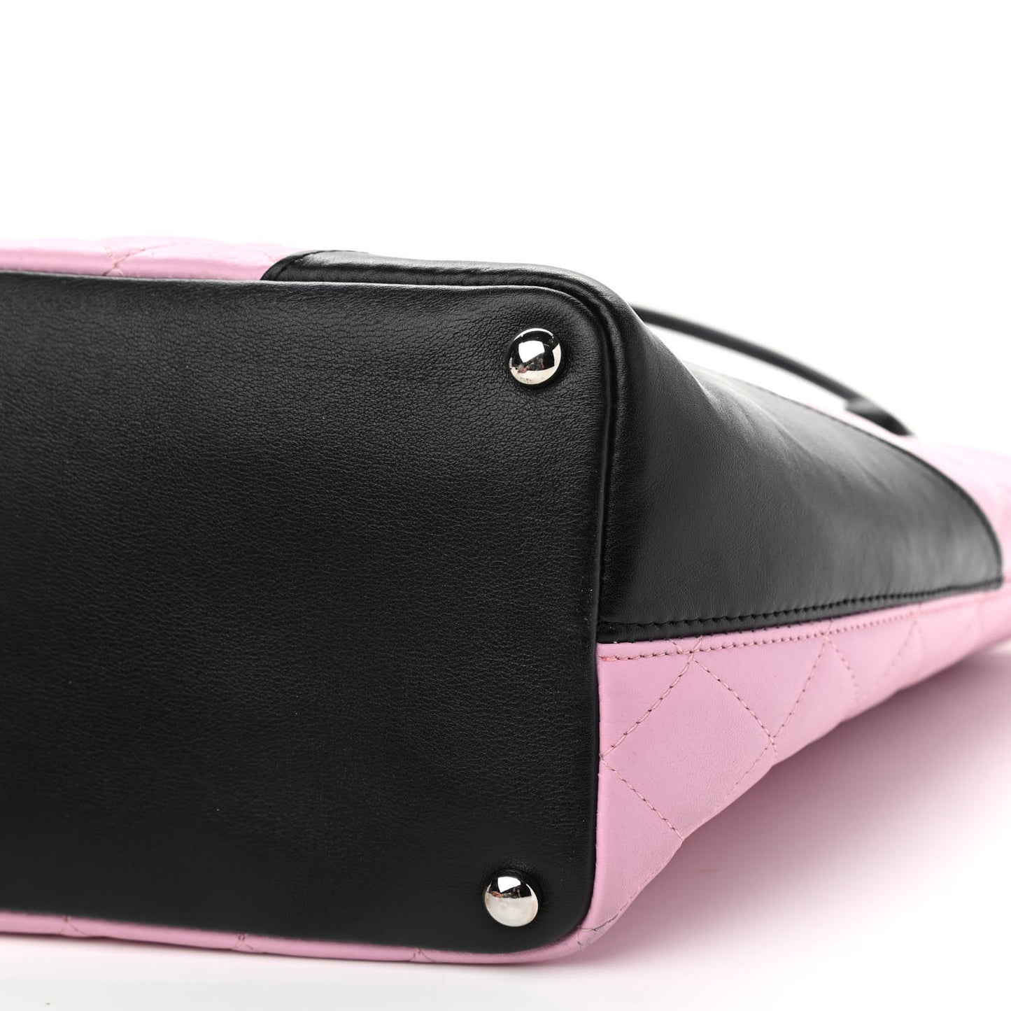 Calfskin Quilted Medium Cambon Tote Pink Black