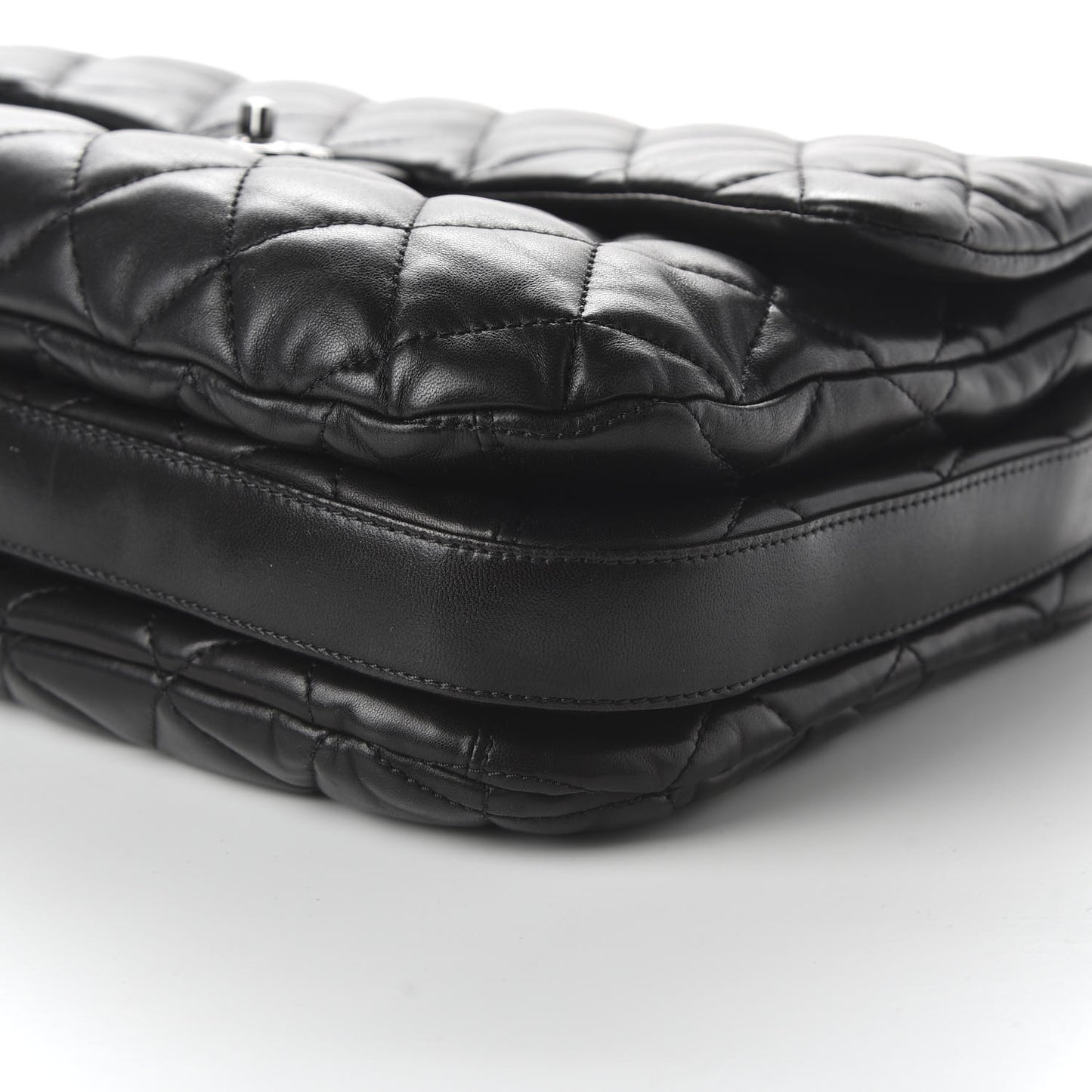 Lambskin Quilted 3 Large Flap Black