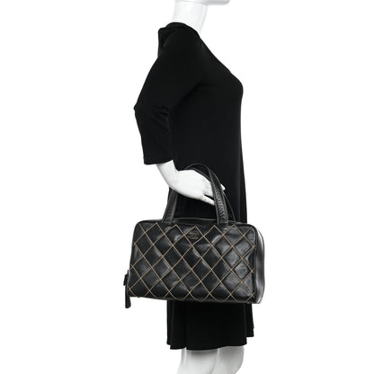 Chanel Calfskin Contrast Stitch Surpique Bowler Dark Brown 2 of 9
