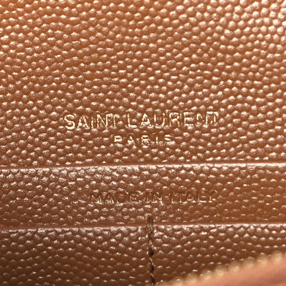 Saint Laurent Grain De Poudre Matelasse Chevron Monogram Envelope Chain Wallet Natural Dark 6 of 11
