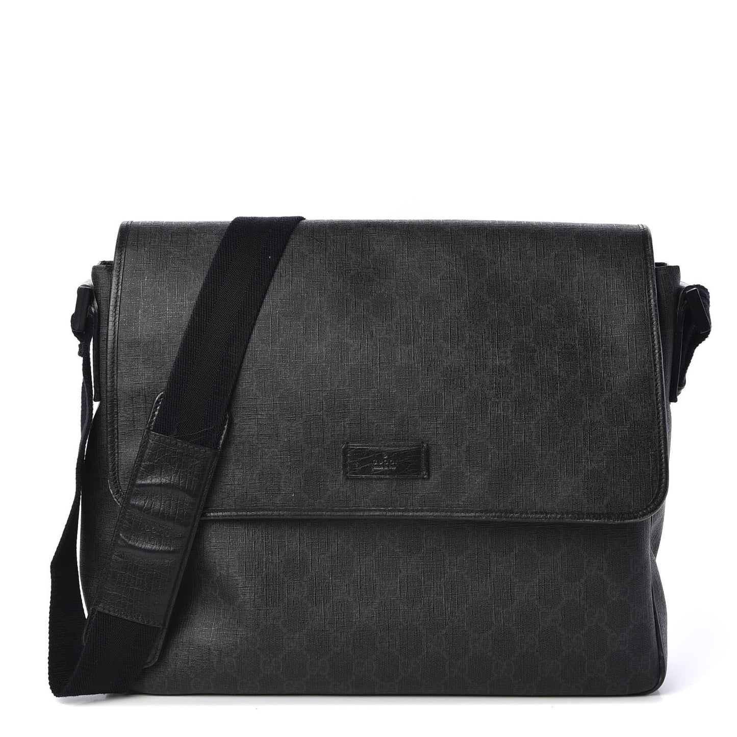 GG Plus Monogram Medium Flap Messenger Bag Black