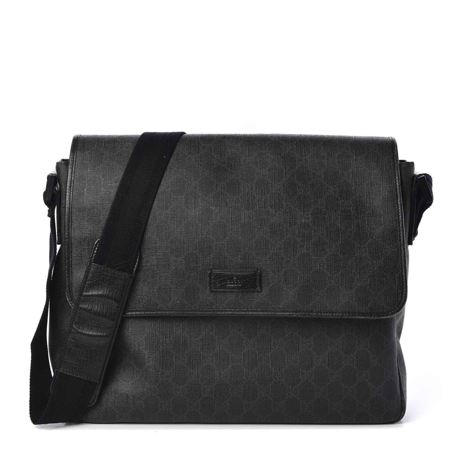 Gucci GG Plus Monogram Medium Flap Messenger Bag Black 1 of 10