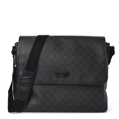 Gucci GG Plus Monogram Medium Flap Messenger Bag Black 1 of 10