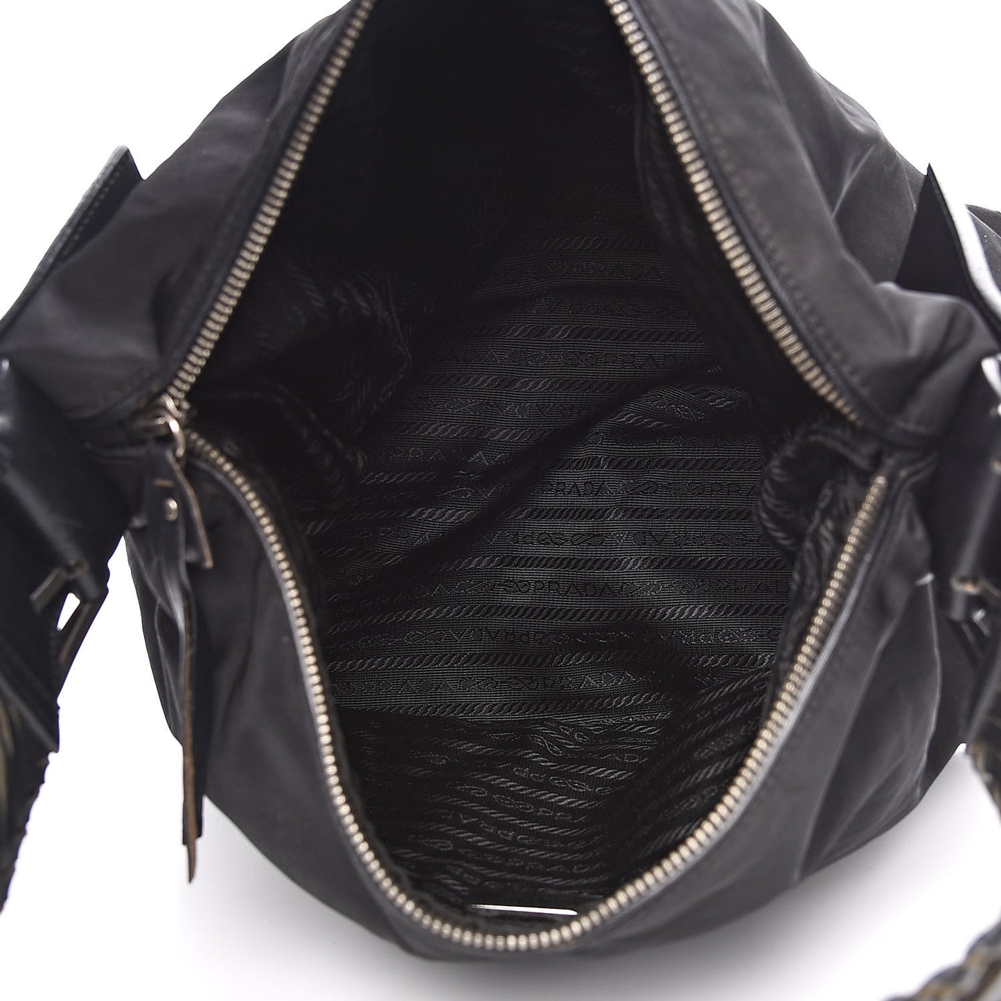 Tessuto Nylon Braided Hobo Black