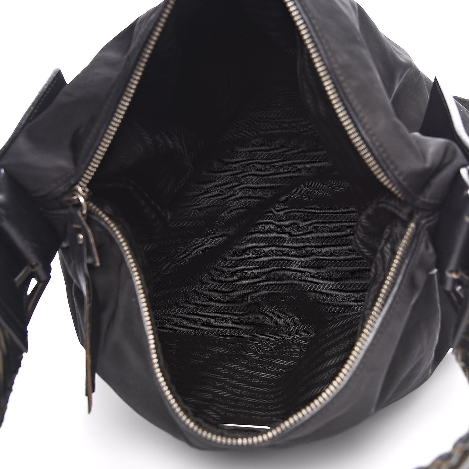 Prada Tessuto Nylon Braided Hobo Black 5 of 13