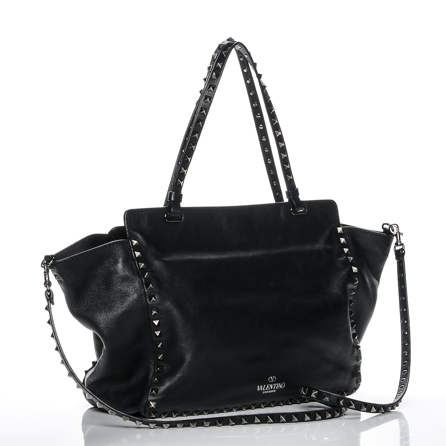 Vitello Medium Rockstud Tote Black