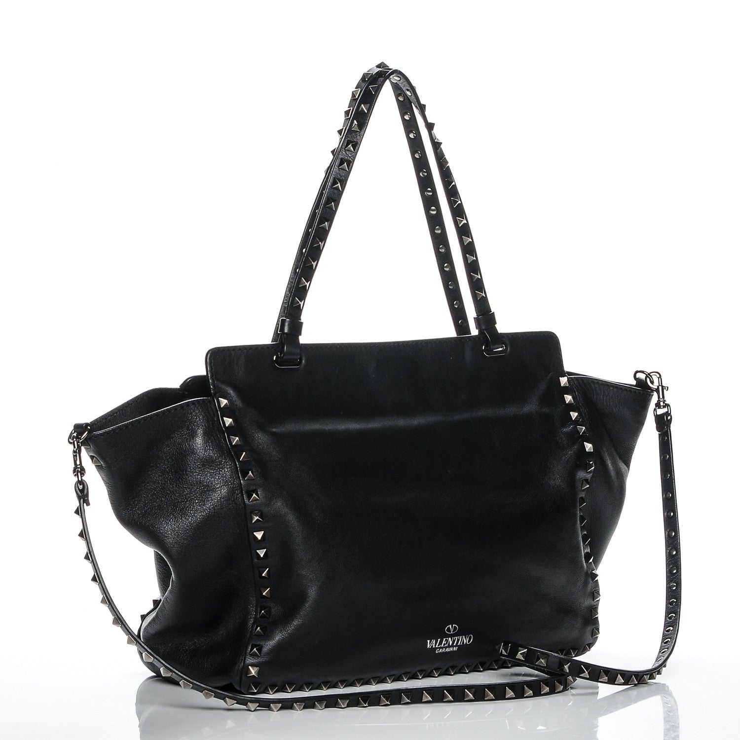 Valentino Garavani Vitello Medium Rockstud Tote Black 3 of 8