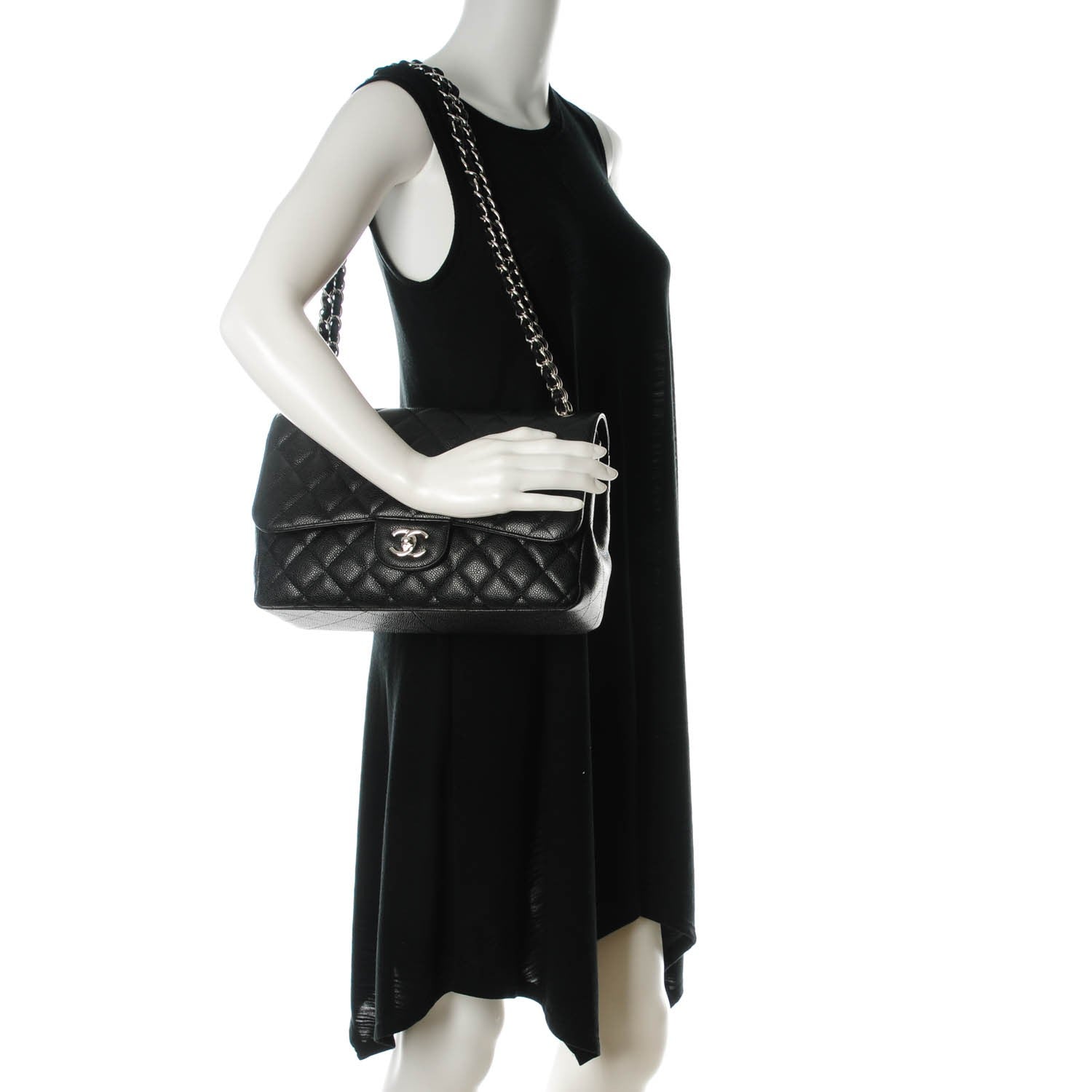 Chanel Caviar Quilted Jumbo Double Flap Black 2 of 8