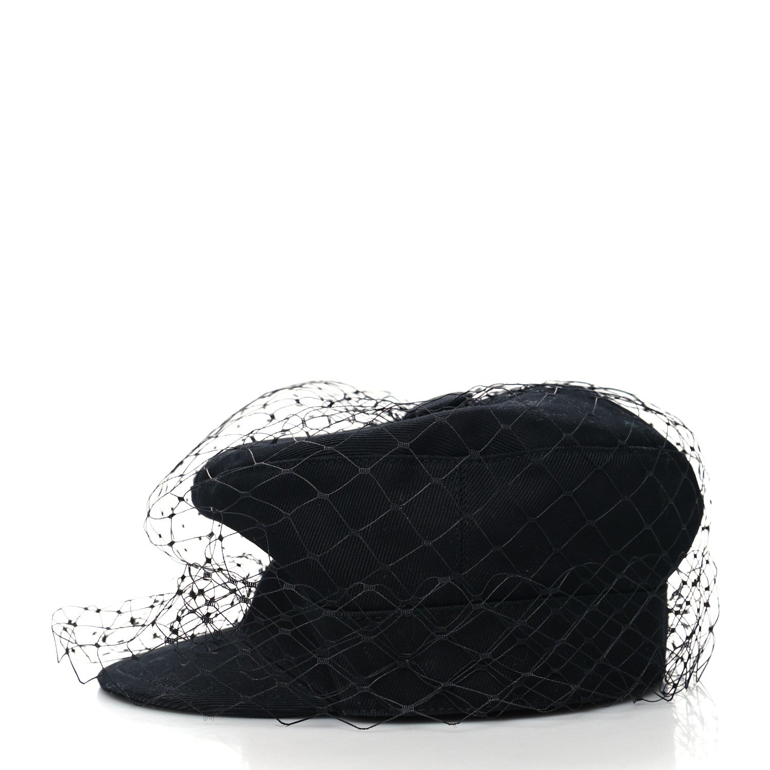 Christian Dior Cotton Canvas Arty Cap with Veil 57 Black 5 of 7