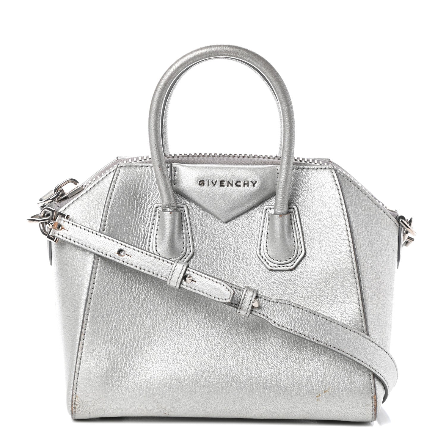 Givenchy Metallic Sugar Goatskin Mini Antigona Silver 1 of 16