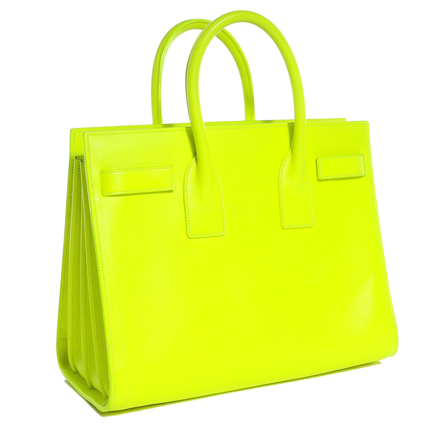 Calfskin Small Sac De Jour Bag Neon Yellow