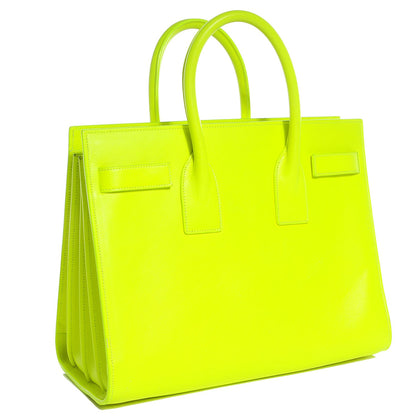 Saint Laurent Calfskin Small Sac De Jour Bag Neon Yellow 3 of 7