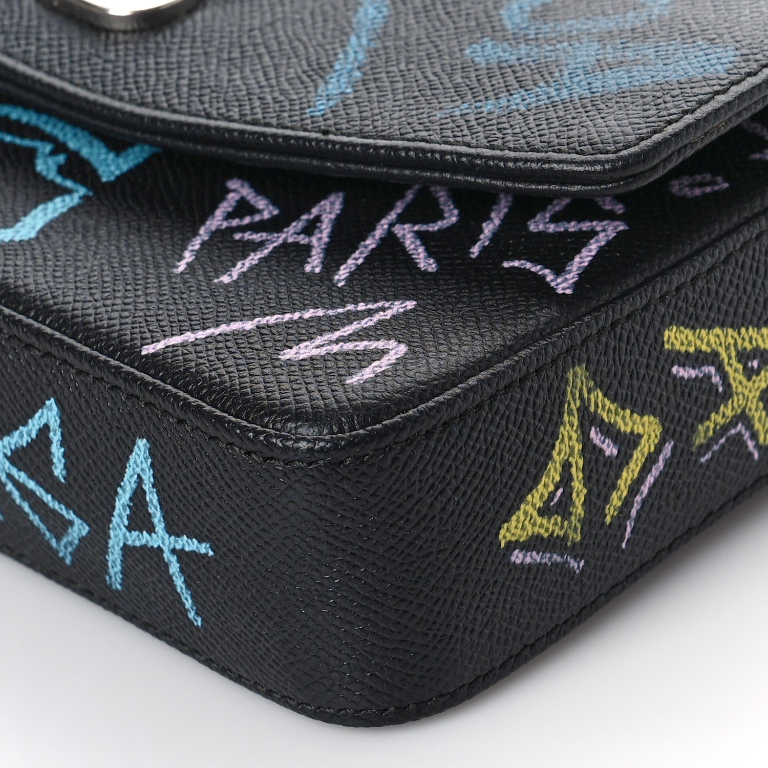 Balenciaga Calfskin Graffiti BB Chain Wallet Black Multicolor 7 of 7