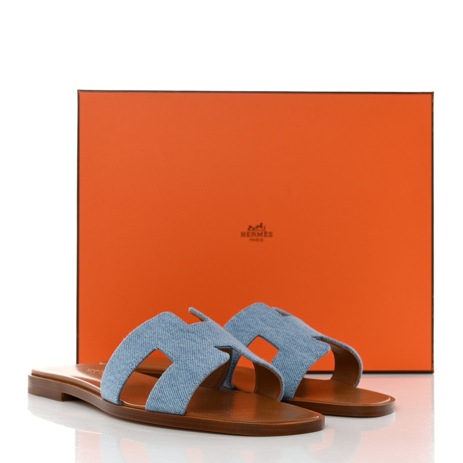 Hermes Denim Canvas Oran Sandals 37 Bleu Clair 9 of 9