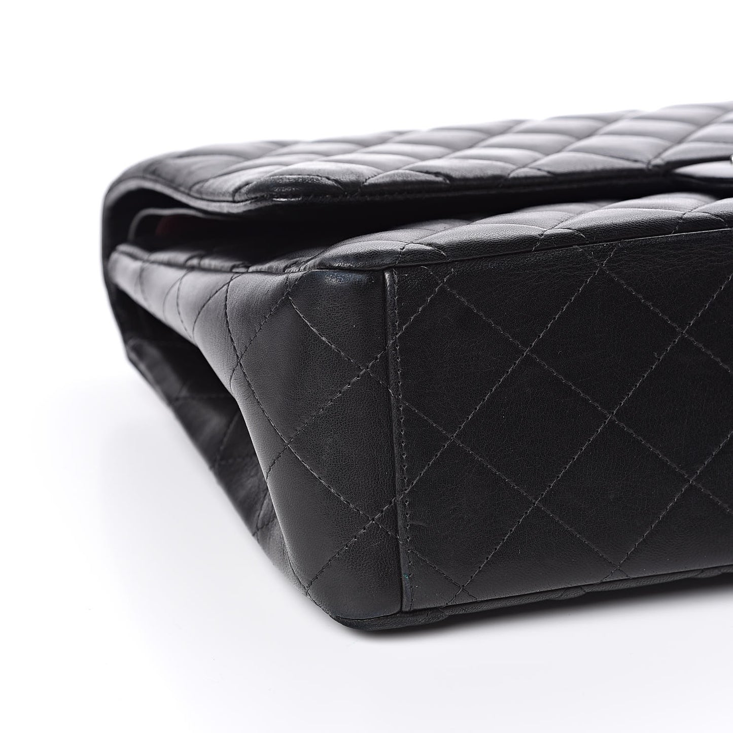 Lambskin Quilted Maxi Double Flap Black