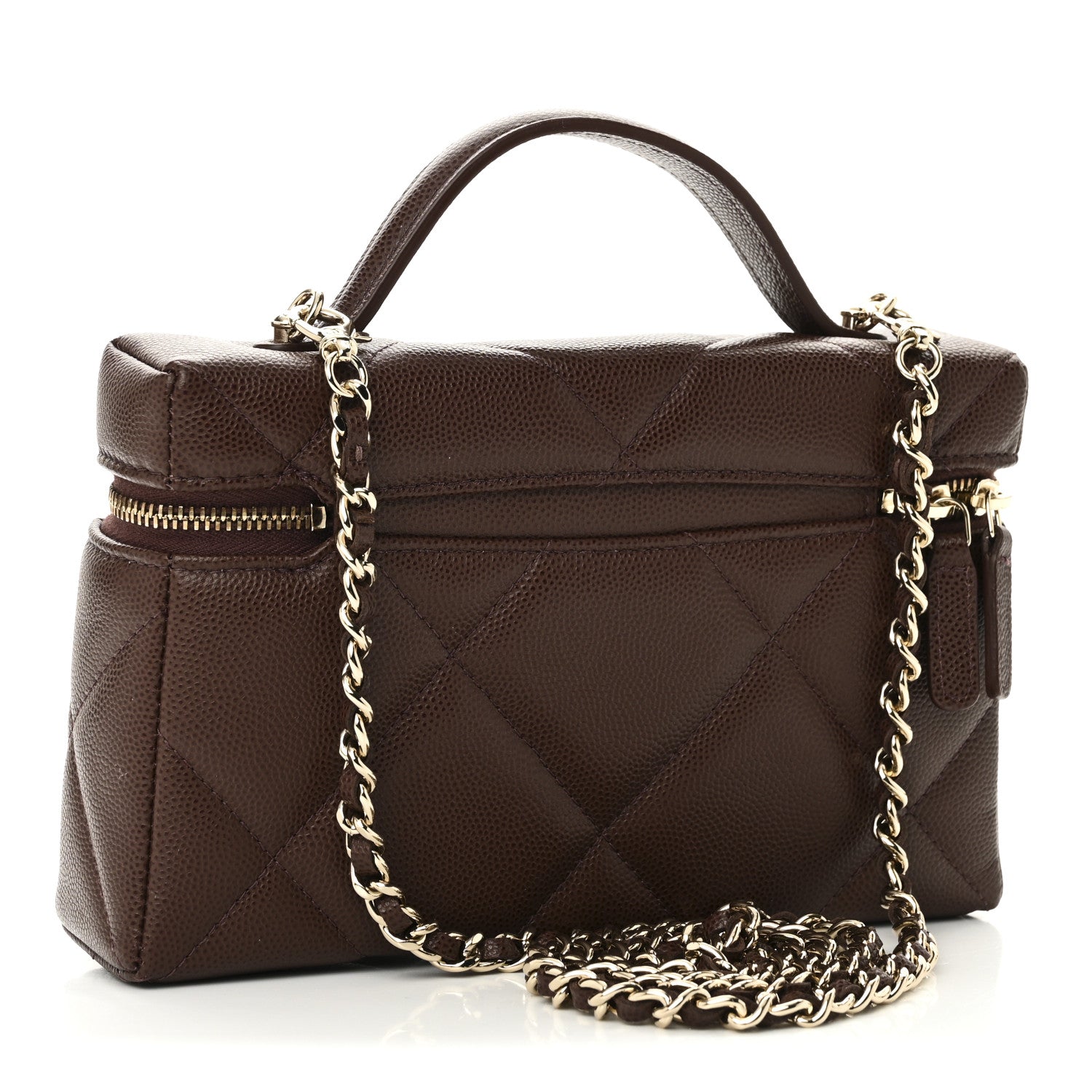 Chanel Caviar Quilted Top Handle Slim Vanity With Chain Dark Brown 3 of 10