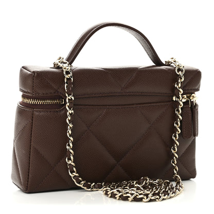 Chanel Caviar Quilted Top Handle Slim Vanity With Chain Dark Brown 3 of 10