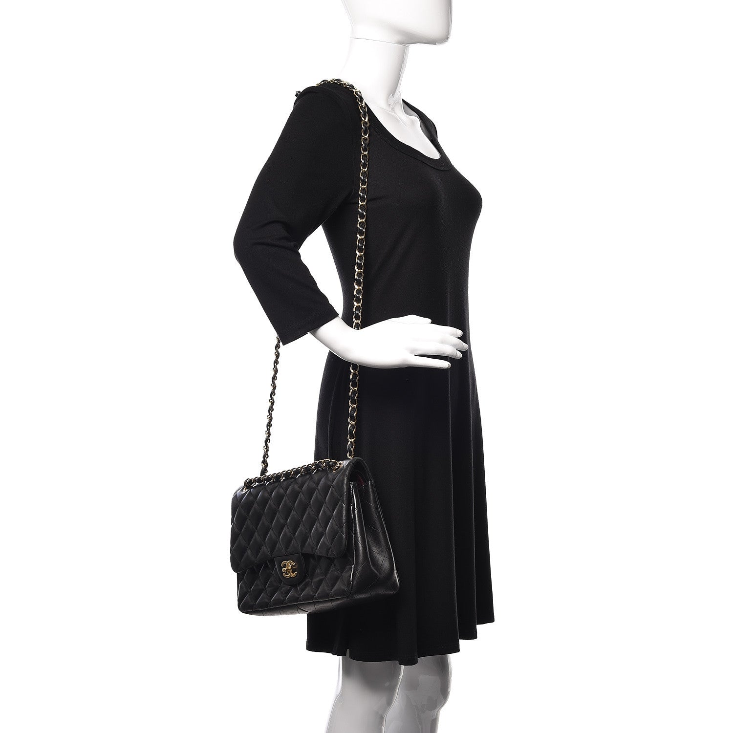 Chanel Lambskin Quilted Jumbo Double Flap Black 3 of 14