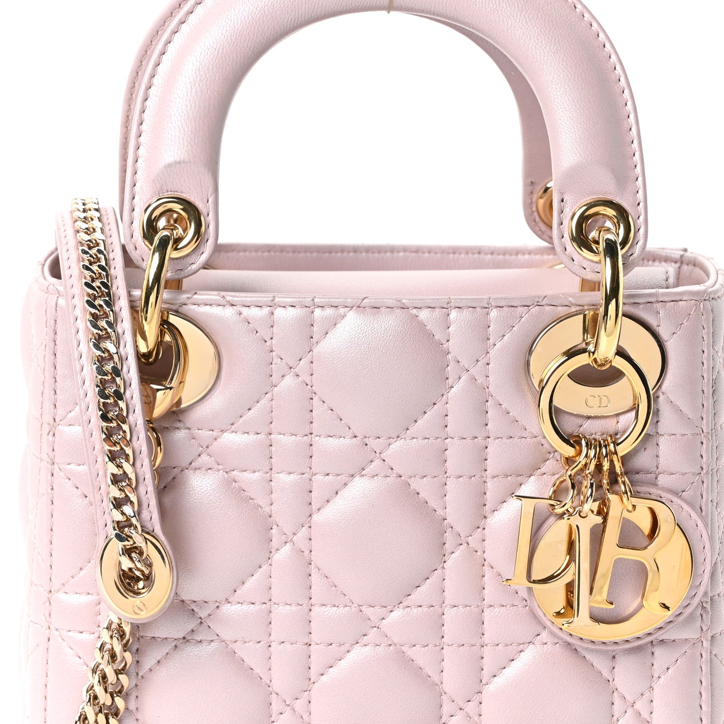 Metallic Lambskin Cannage Mini Lady Dior Lotus