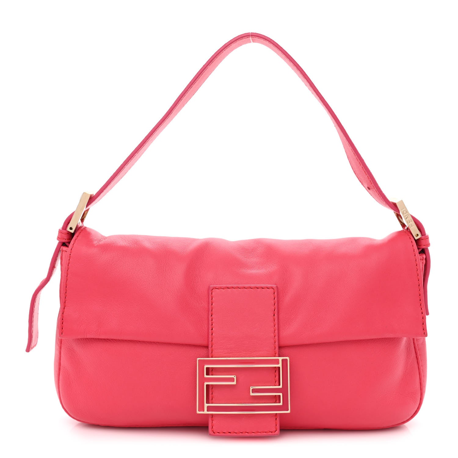 Fendi Vitello Enamel Baguette Pink 1 of 12