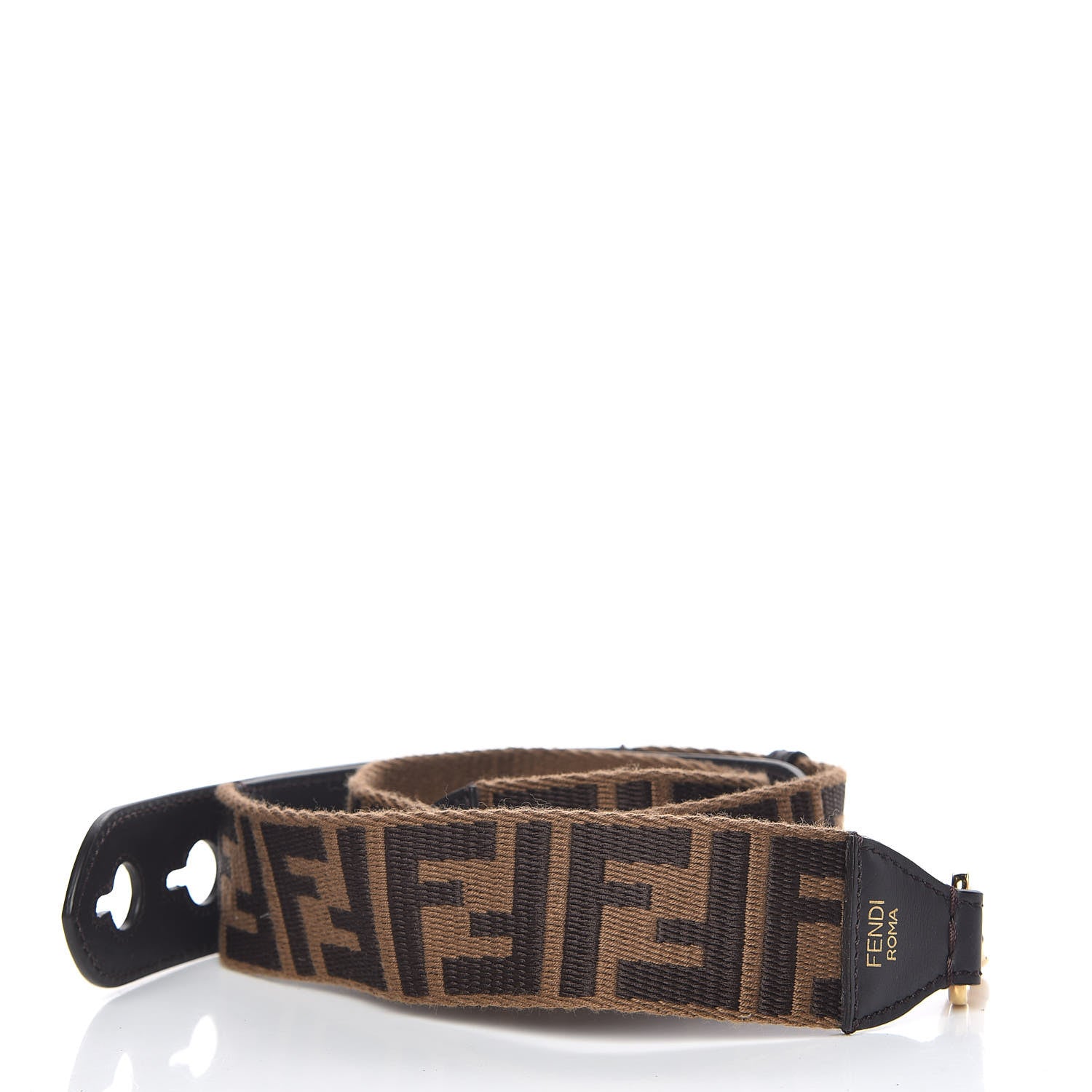Fendi Ribbon Vitello Century FF 1974 Studded Strap You Fango Marrone Ebano 2 of 4