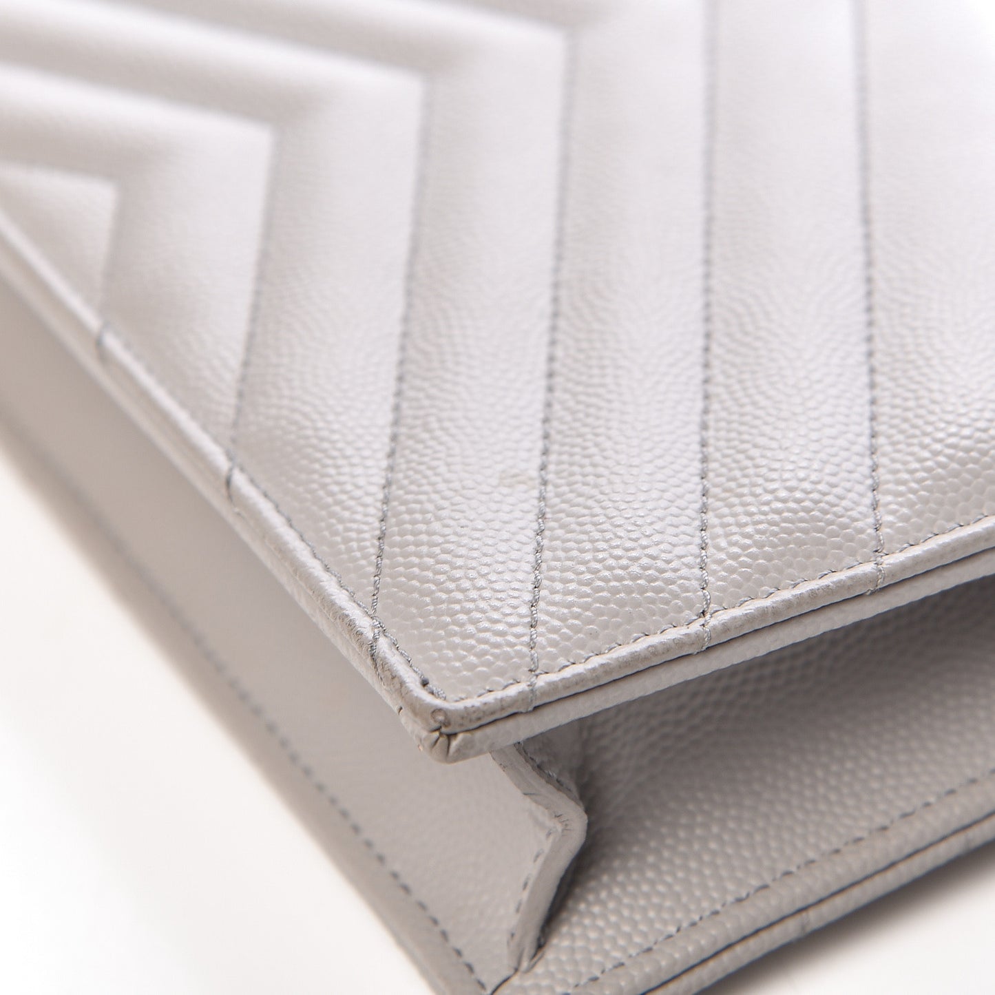 Grain De Poudre Matelasse Chevron Monogram Envelope Chain Wallet Fog