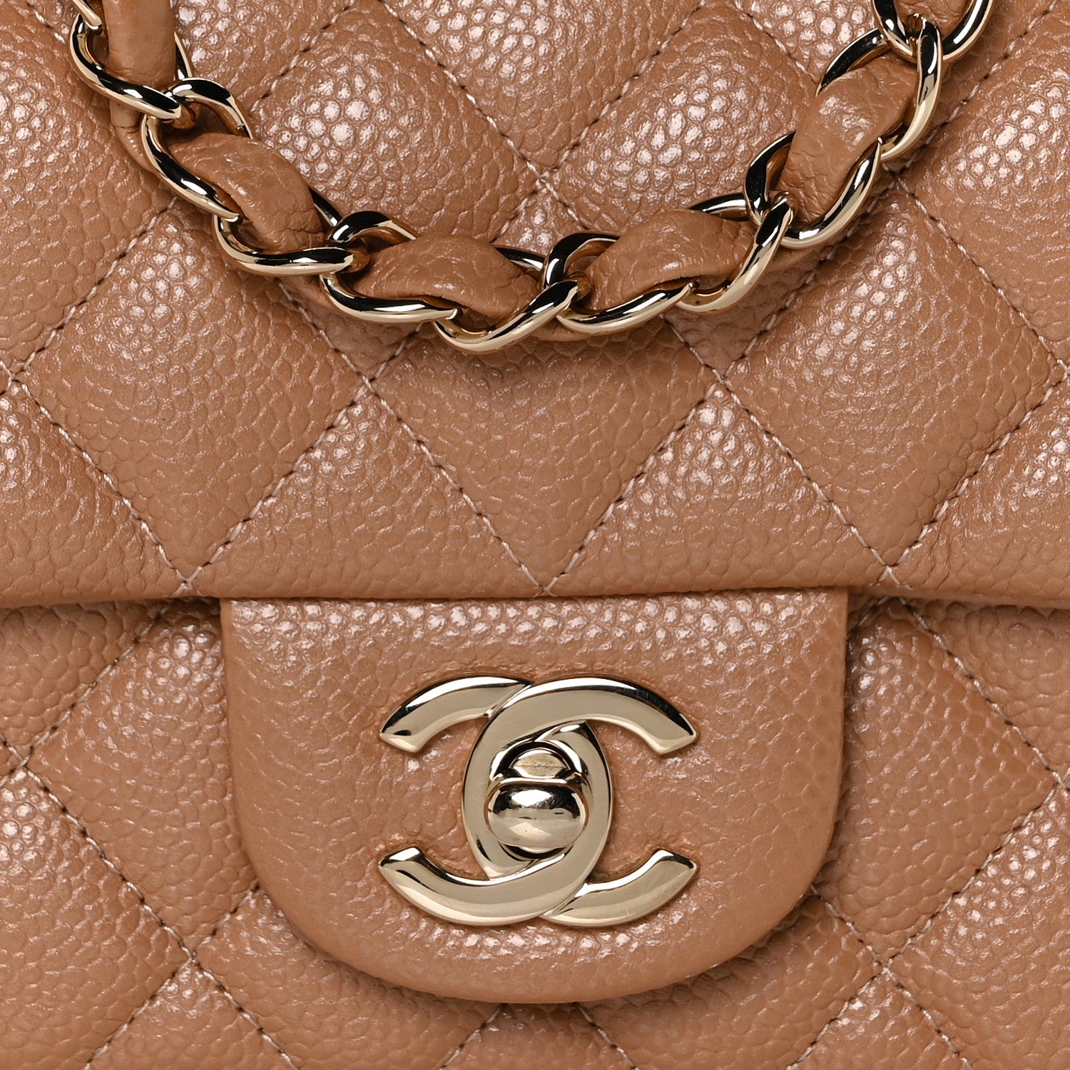 Chanel Caviar Quilted Mini Rectangular Flap Light Brown 11 of 12
