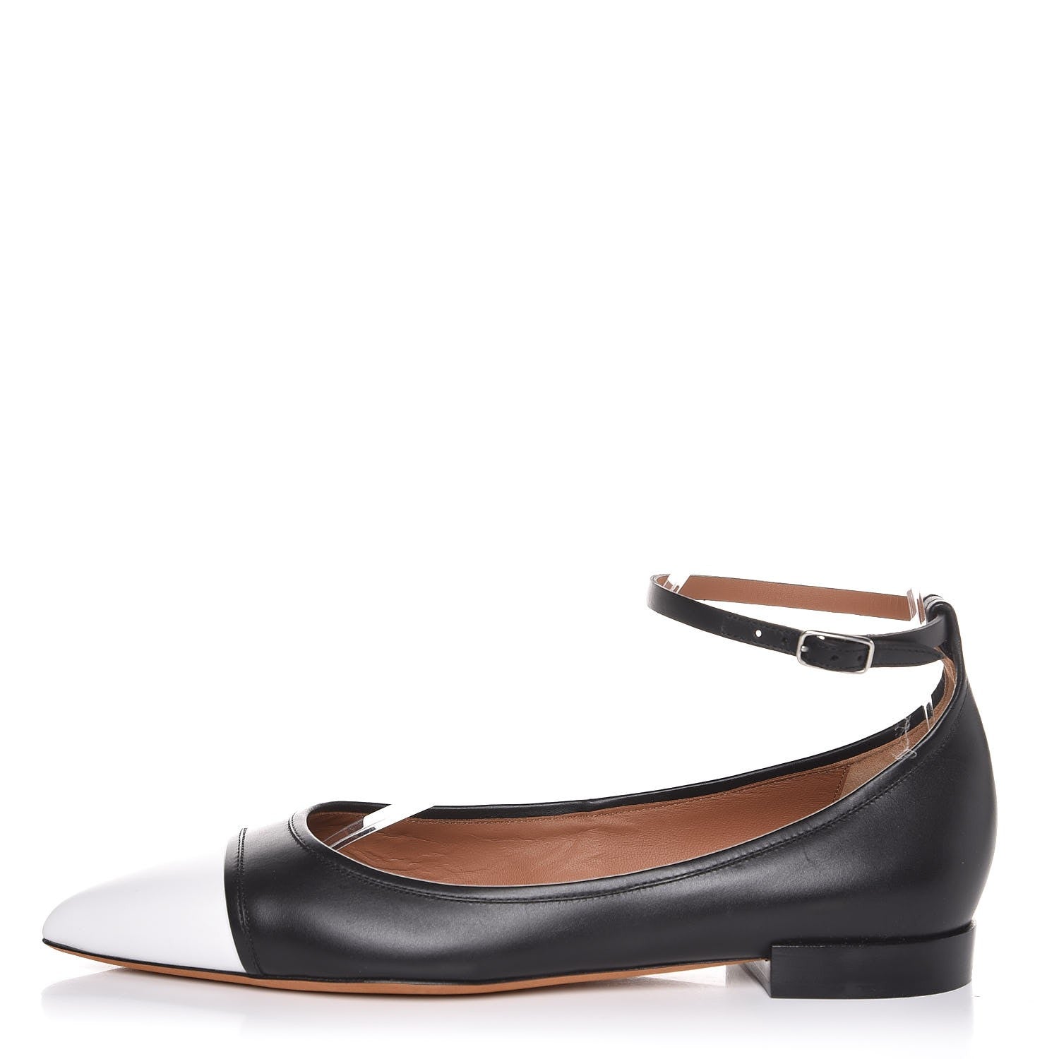 Givenchy Calfskin Graphic Ankle Strap Ballerina Flats 37 Black White 1 of 10