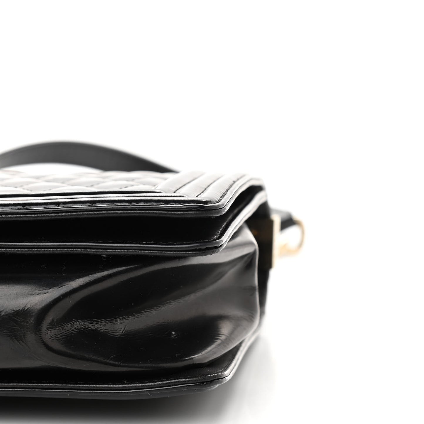 Iridescent Glazed Calfskin Quilted New Medium Boy Flap Black