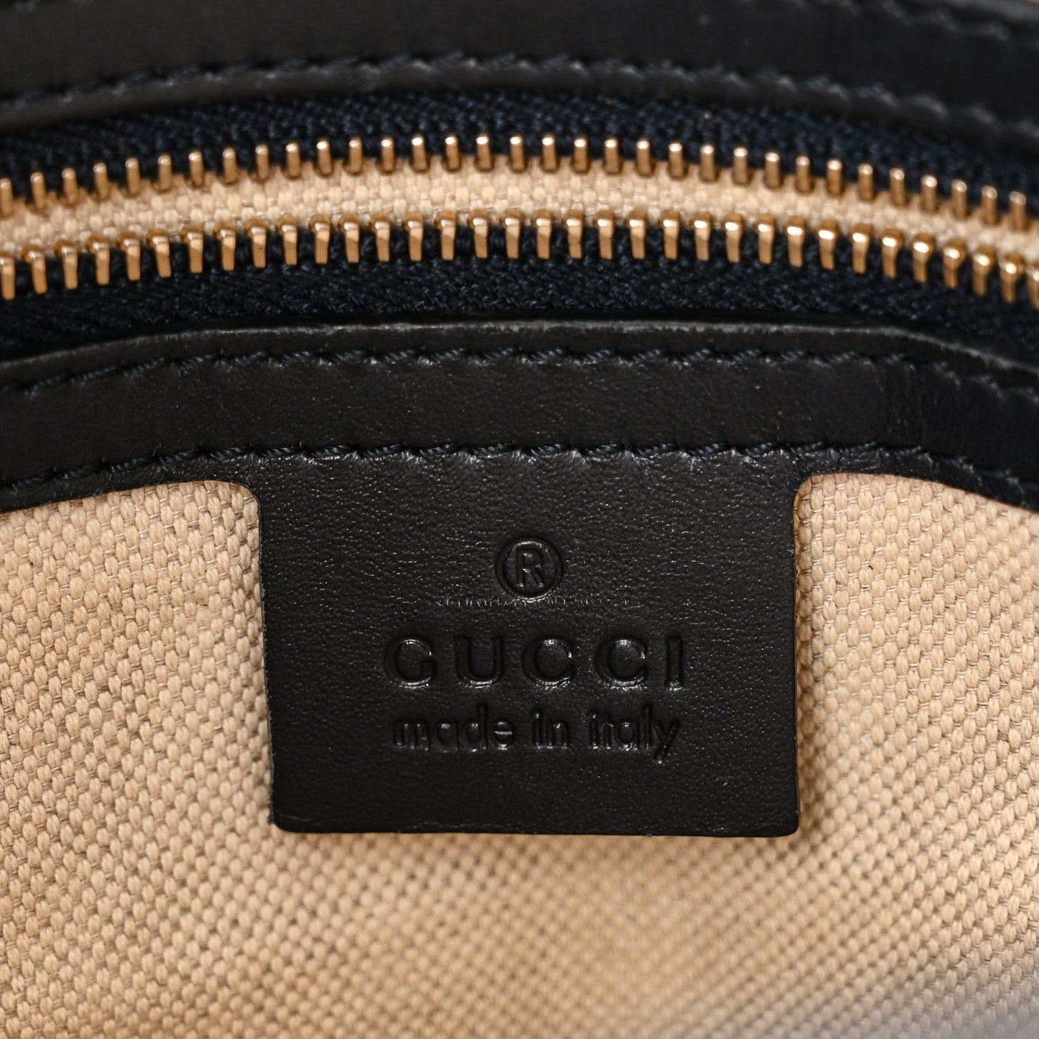 Gucci Monogram Selleria Calfskin Vintage Web Medium Boston Beige Blue 6 of 10