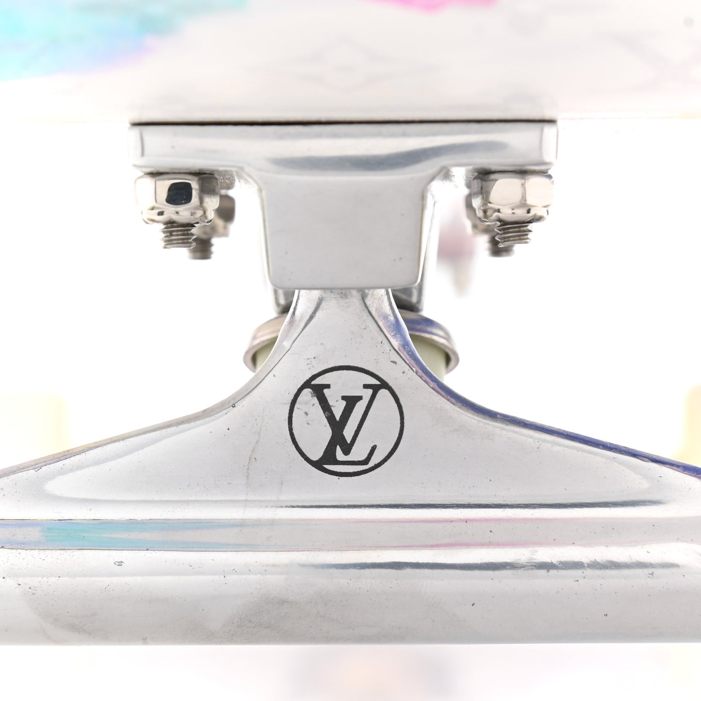 Monogram Watercolor Wood Skateboard Multicolor