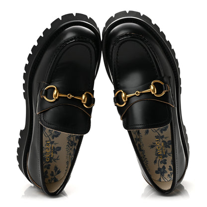 Gucci Cordovan Lux Womens Harald Horsebit 25mm Platform Loafers 37.5 Black 2 of 11