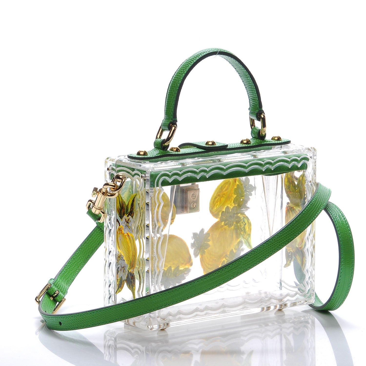 Dolce & Gabbana Plexiglass Hand Painted Lemon Shoulder Bag Green 3 of 8