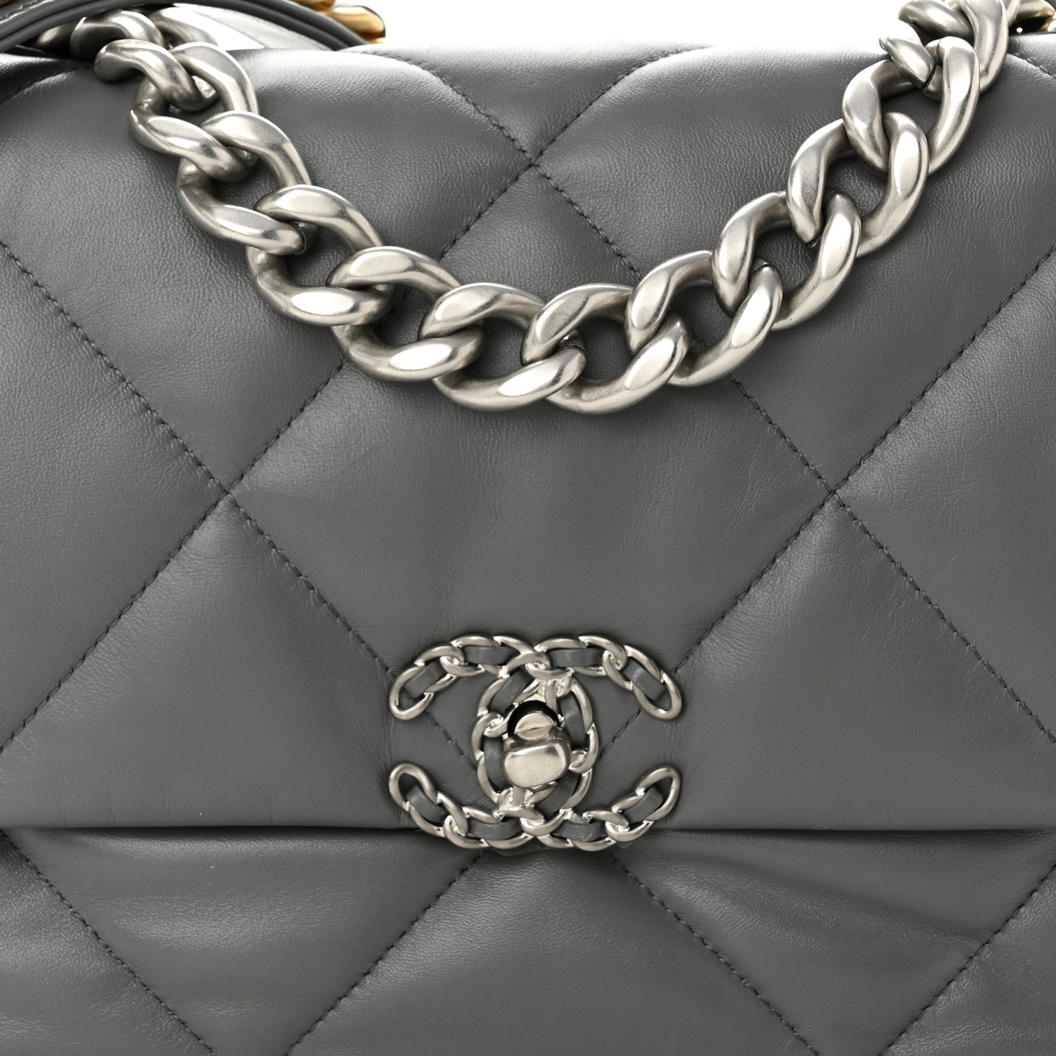Chanel Lambskin Quilted Large Chanel 19 Flap Dark Grey 8 of 10