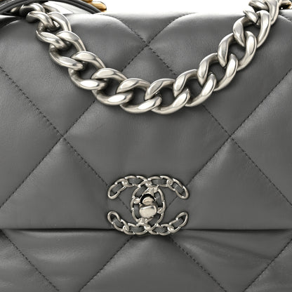 Chanel Lambskin Quilted Large Chanel 19 Flap Dark Grey 8 of 10