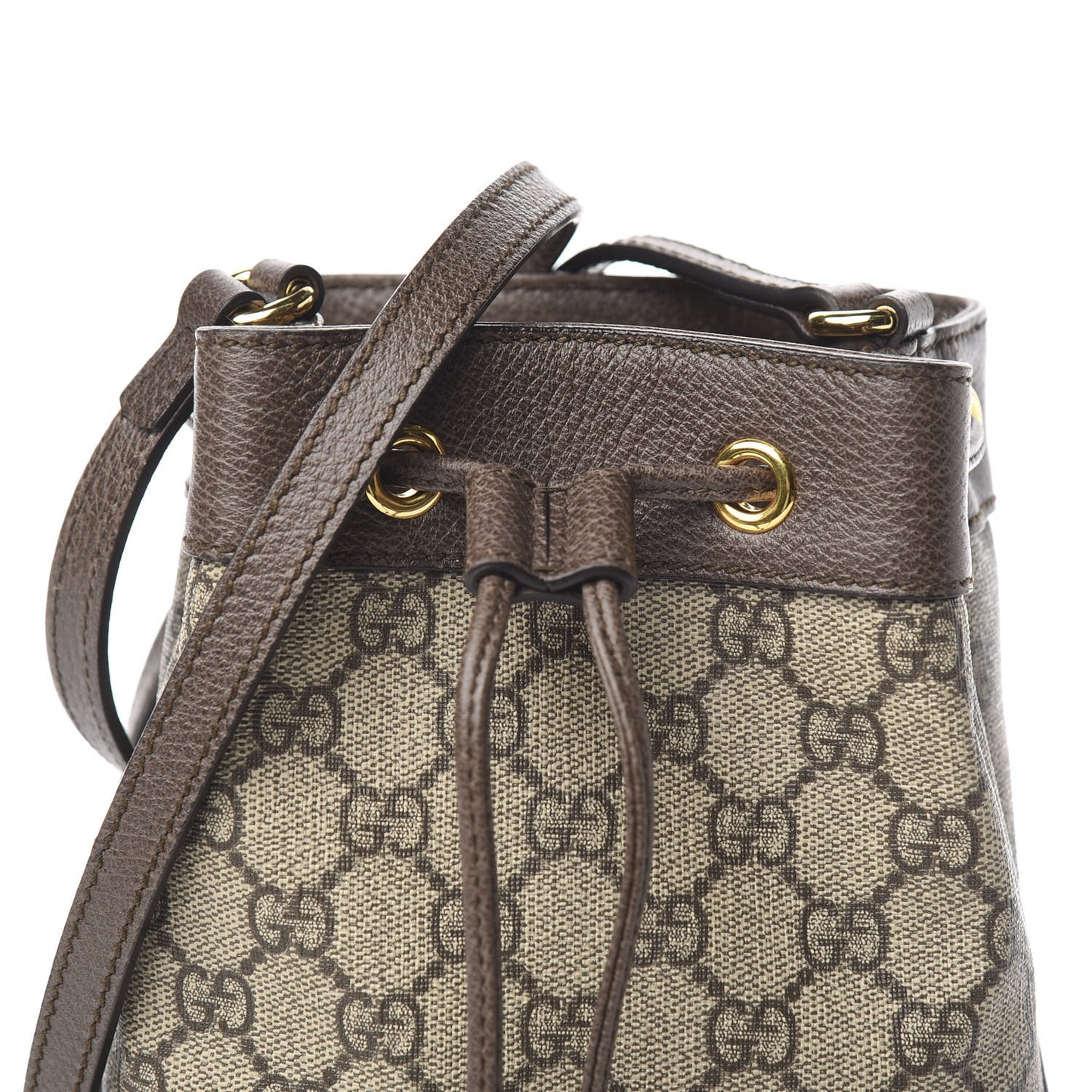 GG Supreme Monogram Web Mini Ophidia Bucket Bag Brown