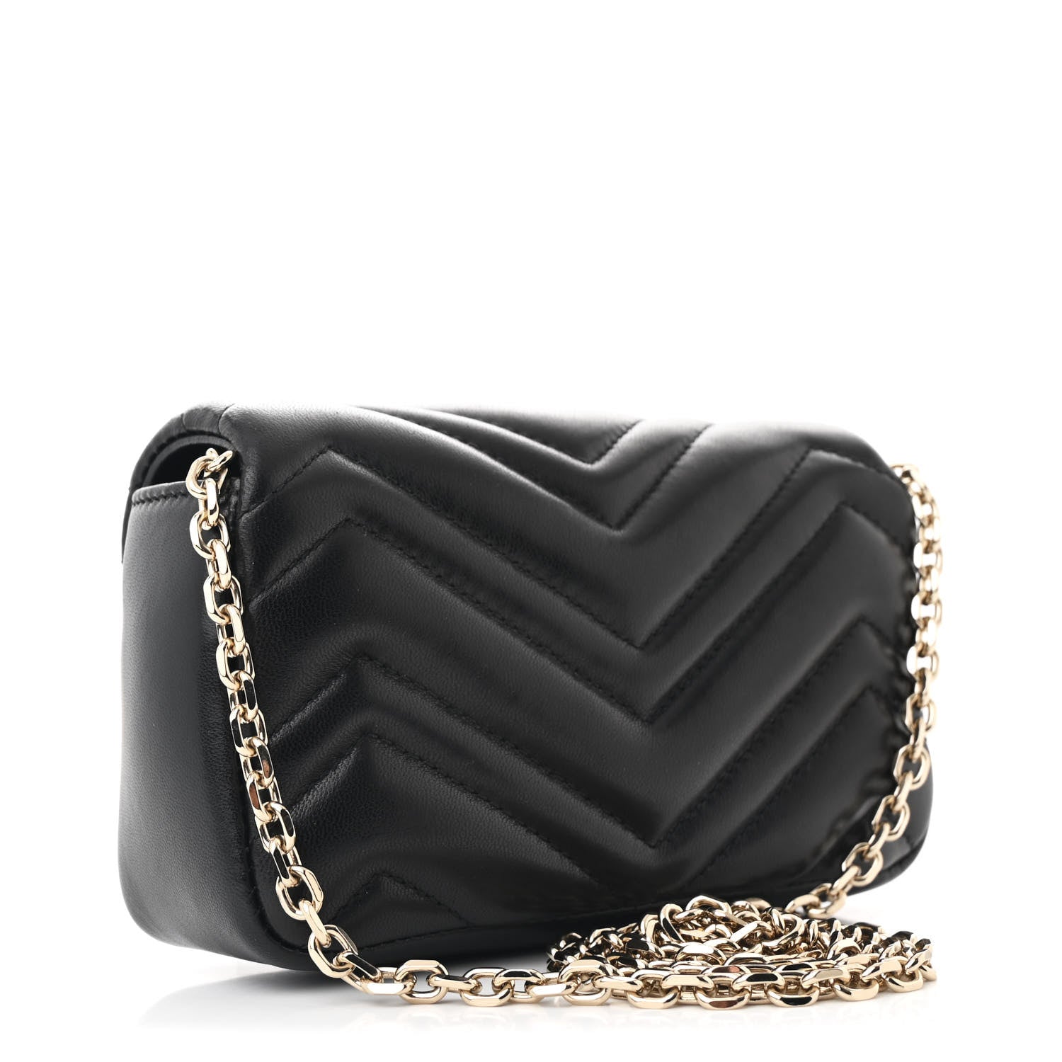 Gucci Lambskin Matelasse Mini GG Marmont Shoulder Bag Black 3 of 11