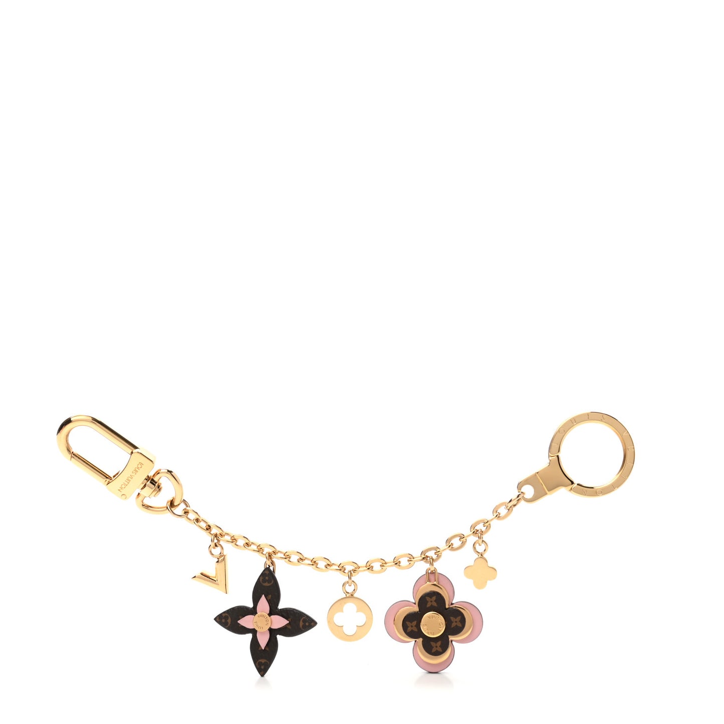 Brass Monogram Blooming Flowers Bag Charm Key Holder Rose Ballerine
