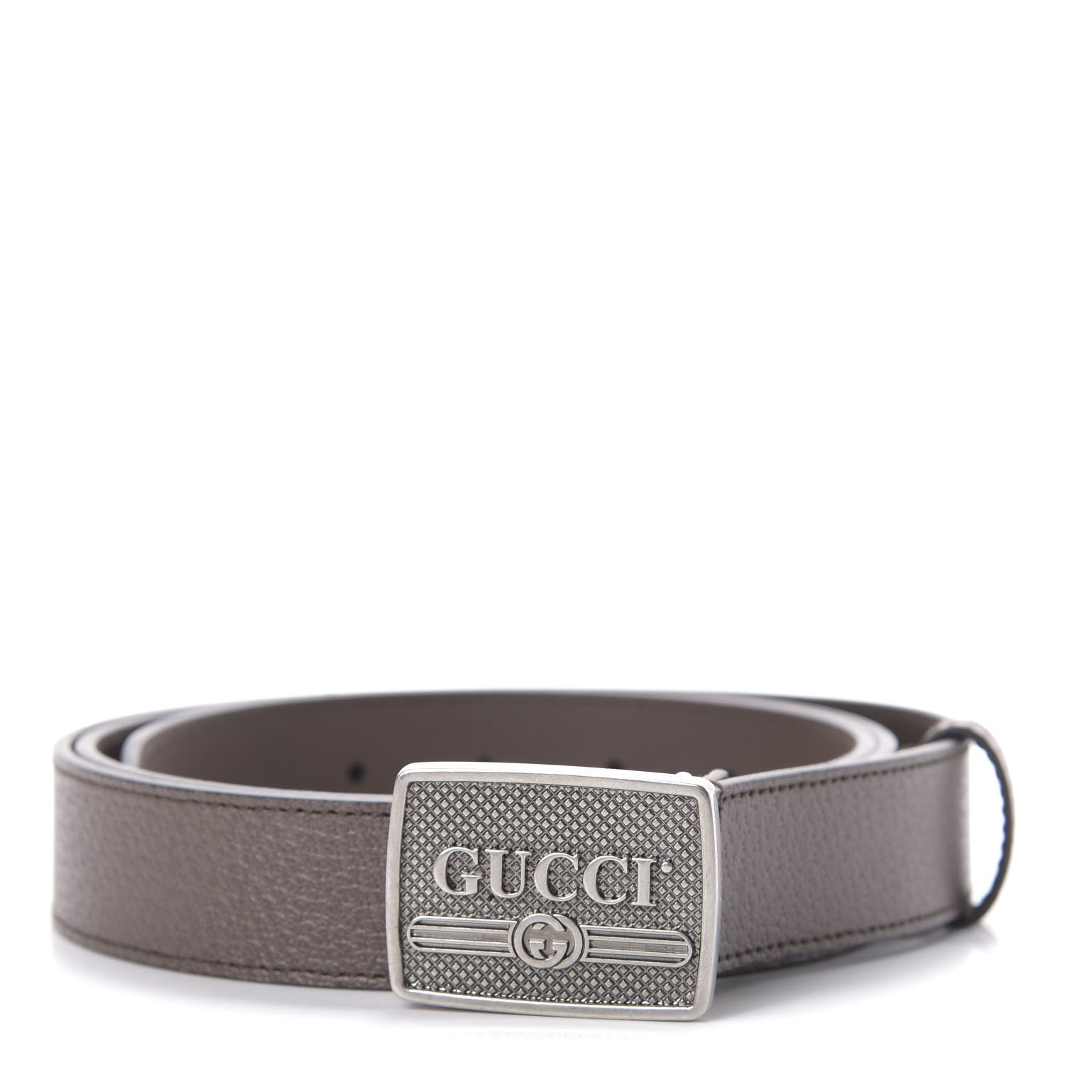 Gucci Pebbled Calfskin Logo Belt 110 44 Taupe 1 of 5