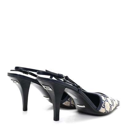 Gucci GG Monogram Malaga Kid Crystal Square G 75mm Slingback Pumps 38.5 Beige Blue 5 of 9