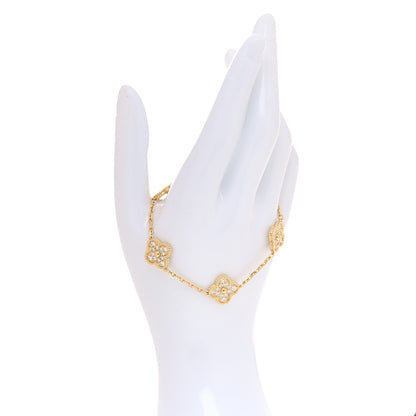 Van Cleef & Arpels 18K Yellow Gold Diamond 5 Motifs Vintage Alhambra Bracelet 2 of 7