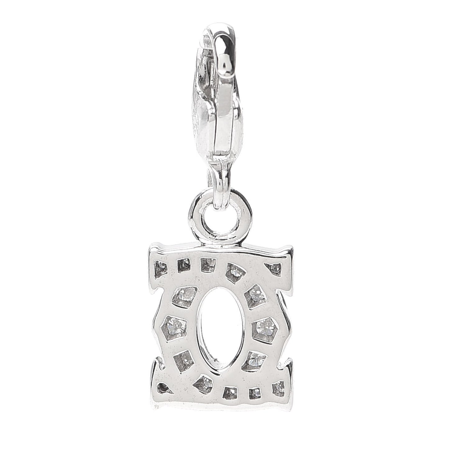 18K White Gold Diamond Double C Logo Charm