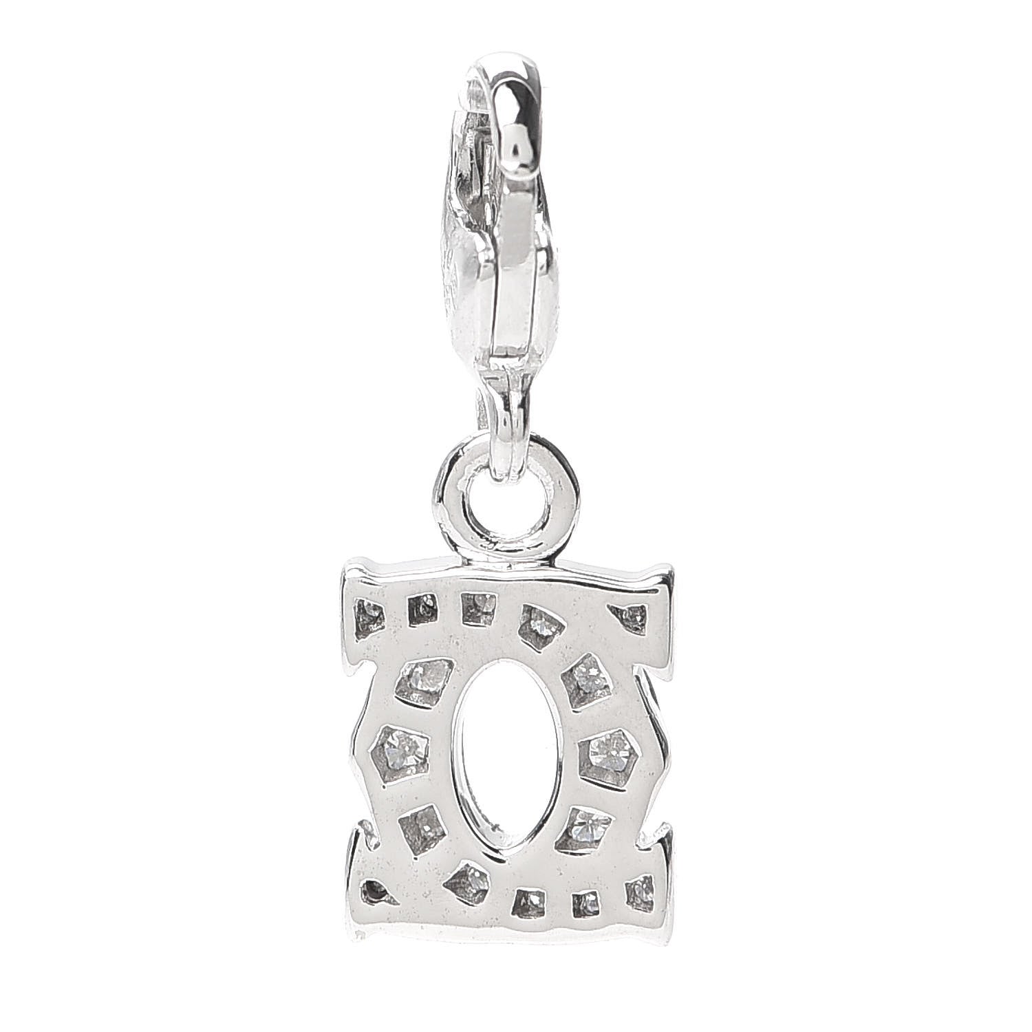 Cartier 18K White Gold Diamond Double C Logo Charm 3 of 3