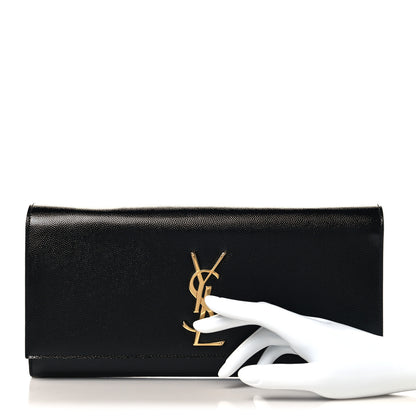 Saint Laurent Grain De Poudre Monogram Cassandre Clutch Black Black 2 of 6