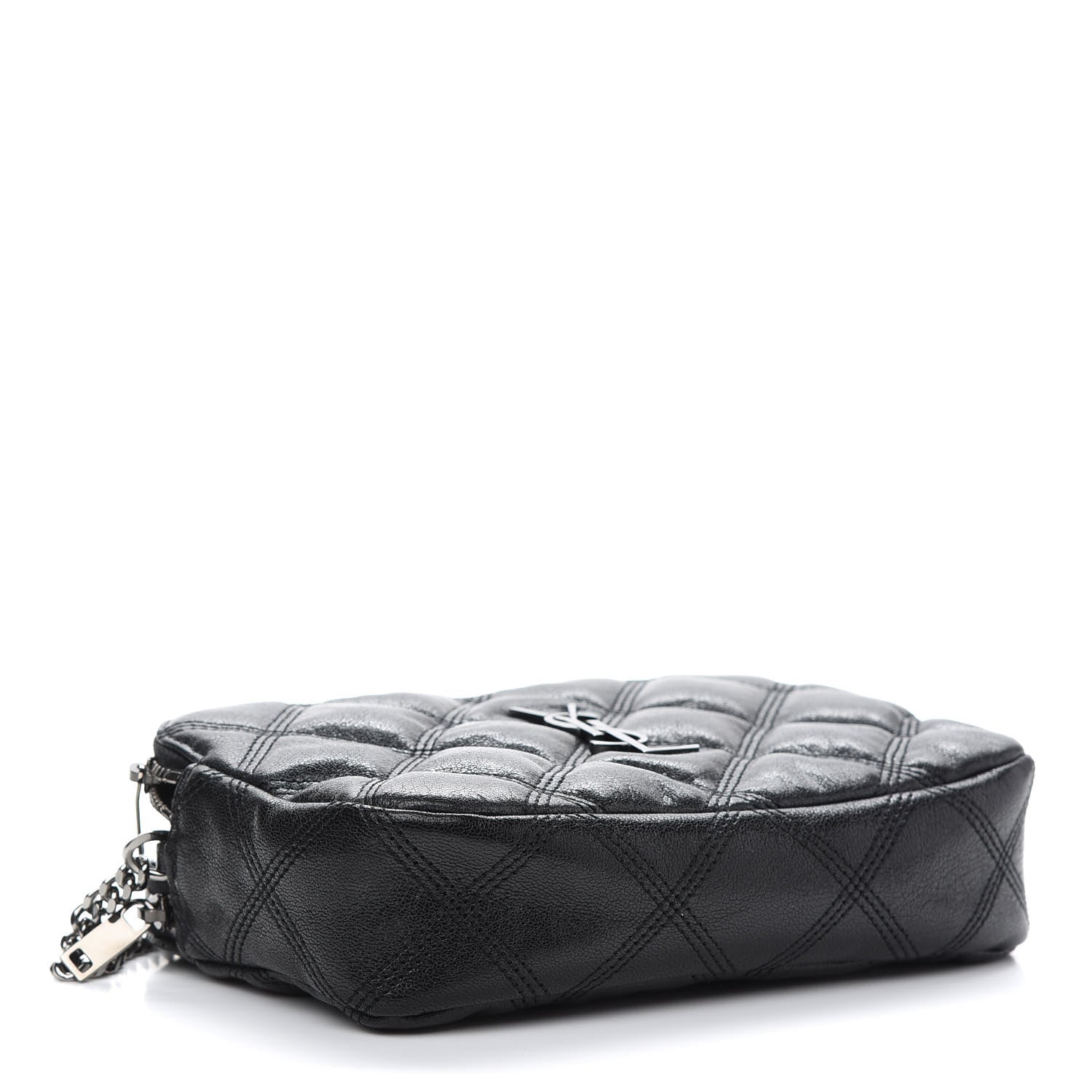 Saint Laurent Grained Lambskin Quilted Mini Becky Double Zip Bag Black 4 of 8