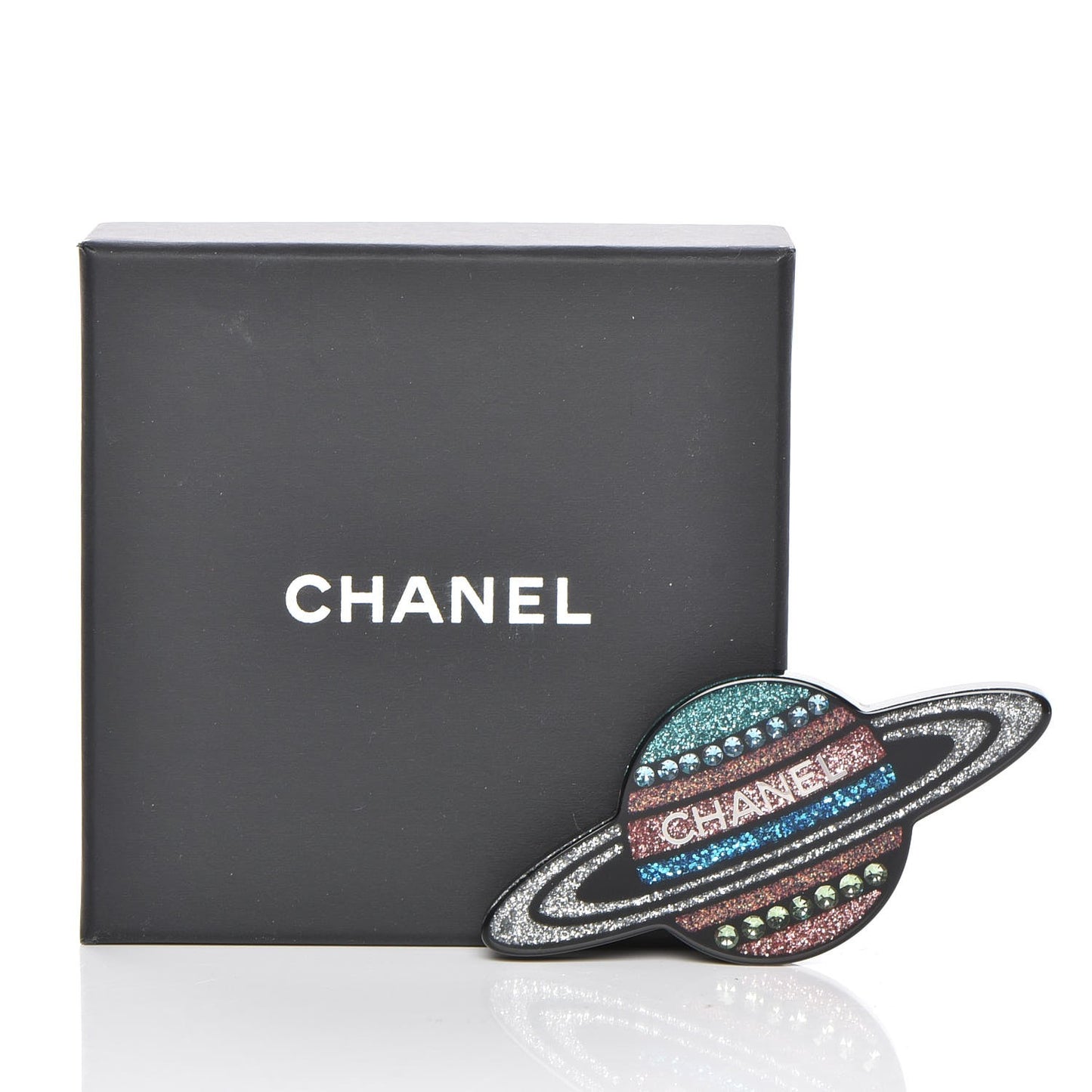 Glittered Resin Strass Planet Brooch Silver Blue Pink